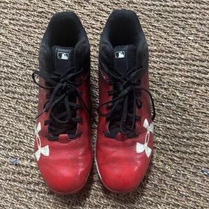 Under Armour Baseball Cleats Red and Black Sz 6Y